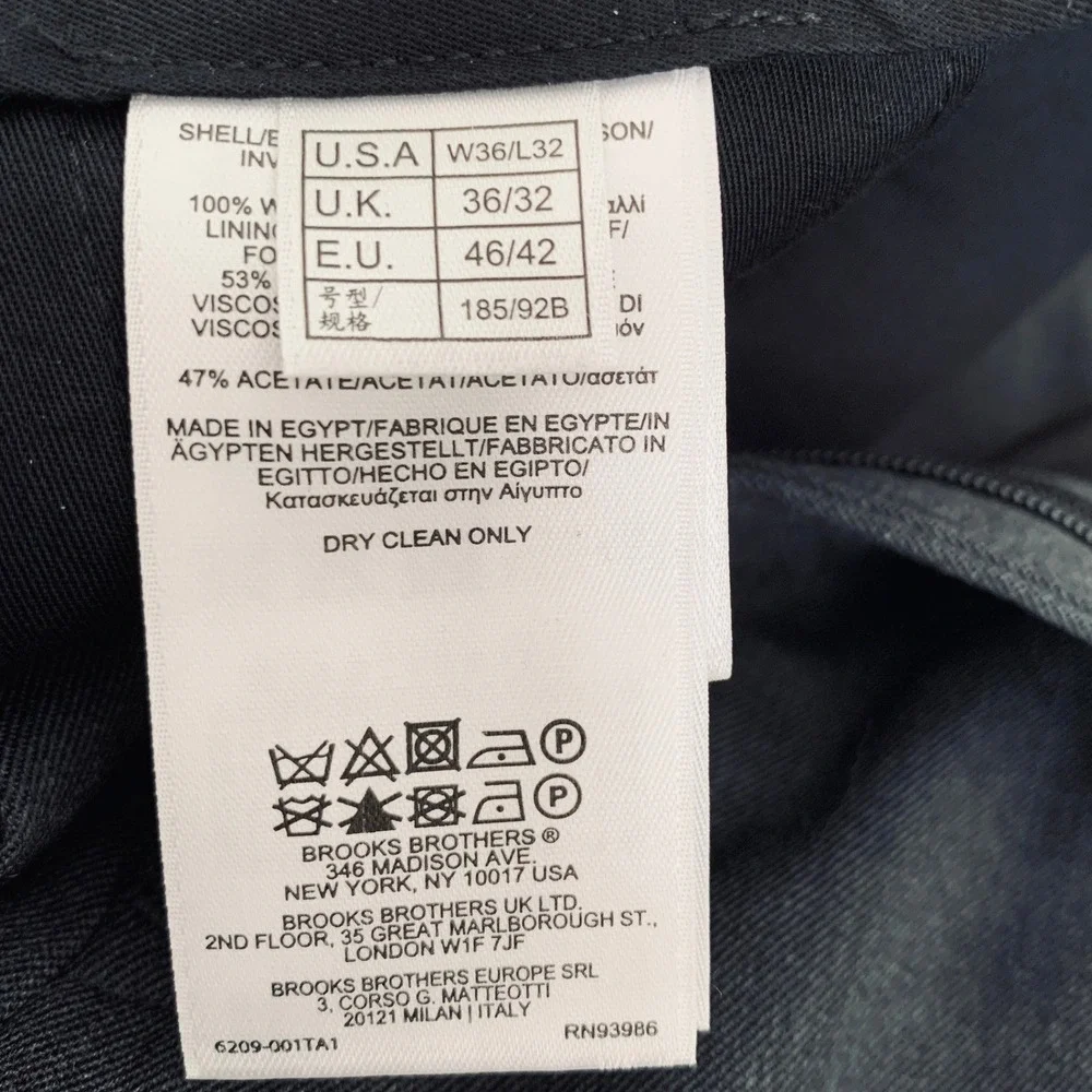 Brooks Brothers Dress Pants Men 36x32 Charcoal Grey Pleated Madison Fit Wool